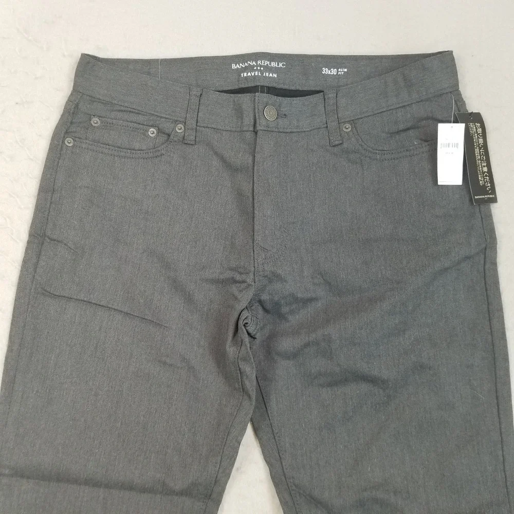 Banana Republic Travel Jean Mens 33x30 Gray Slim Fit Stretch Denim Pants